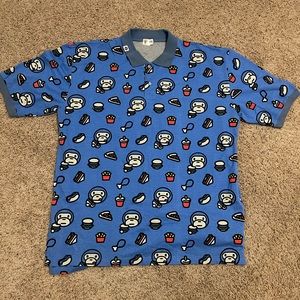 Mens BAPE Baby Milo Brown Cotton Polo T-Shirt Pizza Soda Chicken 3XL Bat…